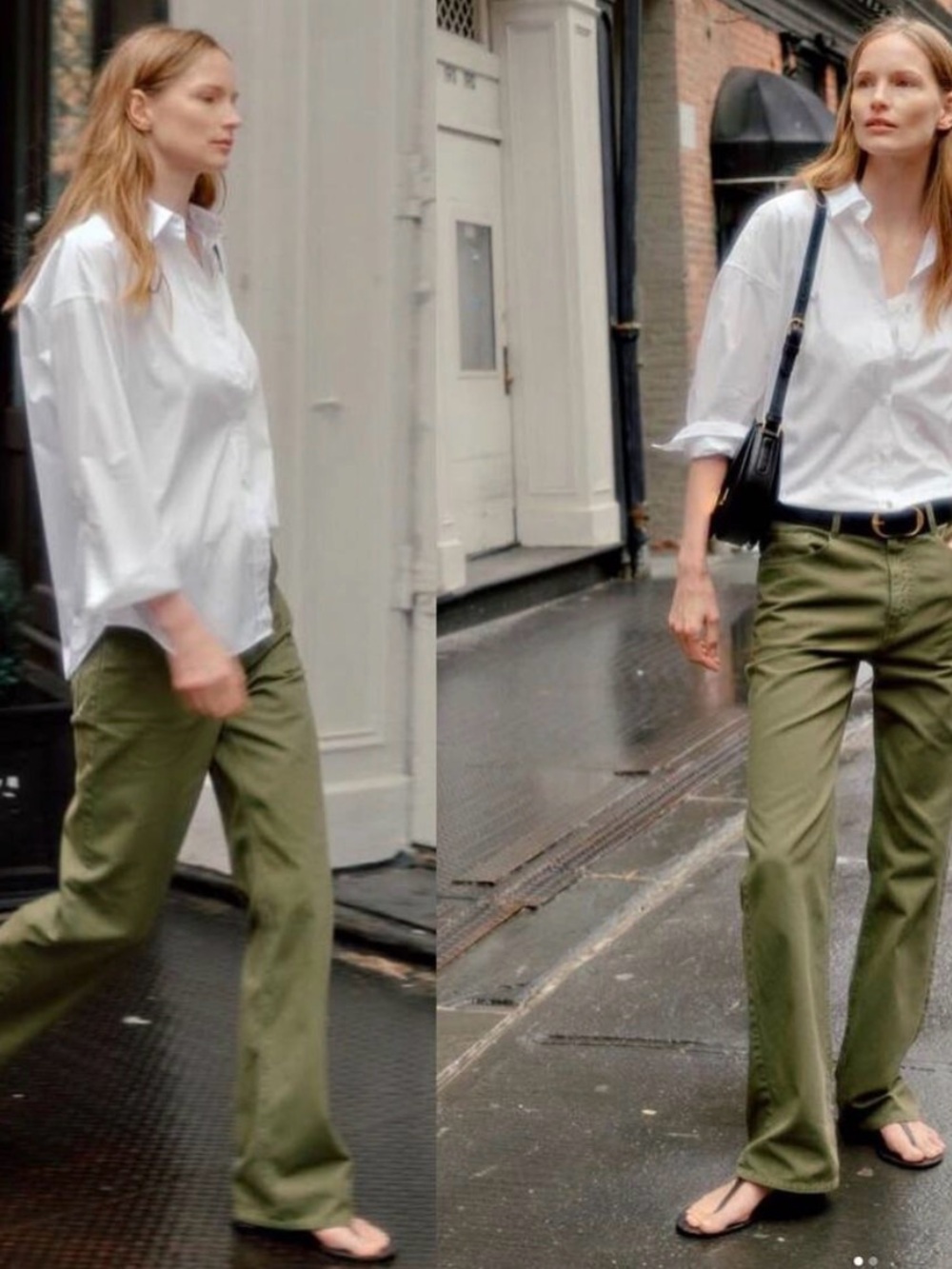 NILI LOTAN Mitchell High Rise Straight Leg Jeans in Army Green Size 4